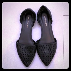 Black Saks Fifth Avenue Brand leather flats